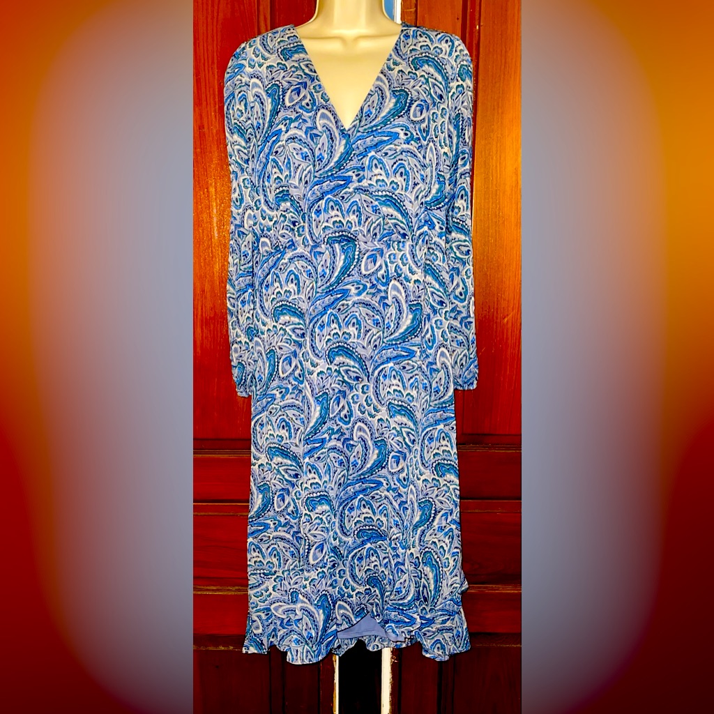 Nwt Lucky Brand Blue Paisley Slight High Low Dress. Various Sizes